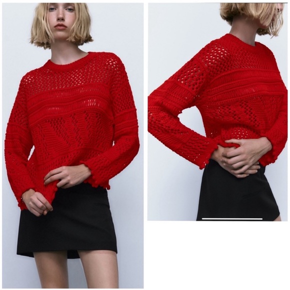 ❤️ POINTELLE KNIT SWEATER - Picture 1 of 8